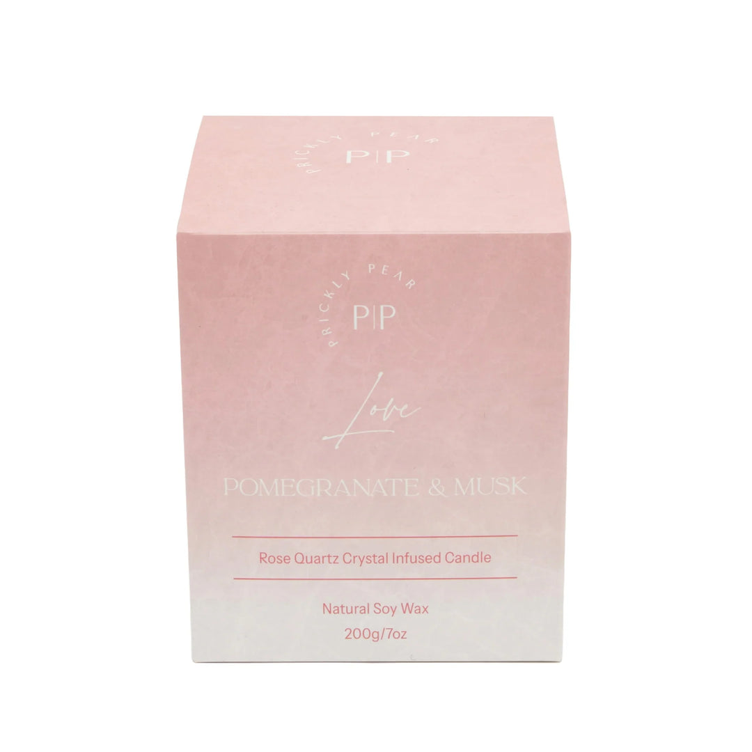 Rose Quartz Crystal 'Love' Pomegranate & Musk Scented Candle